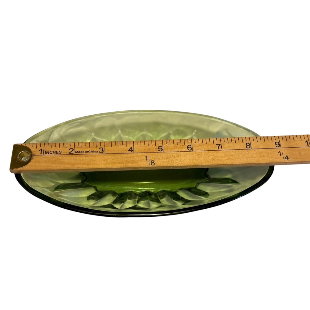 Vintage Avocado Green Glass Oval Relish Dishes Set of 3 MCM Retro Serveware - Picture 10 of 12